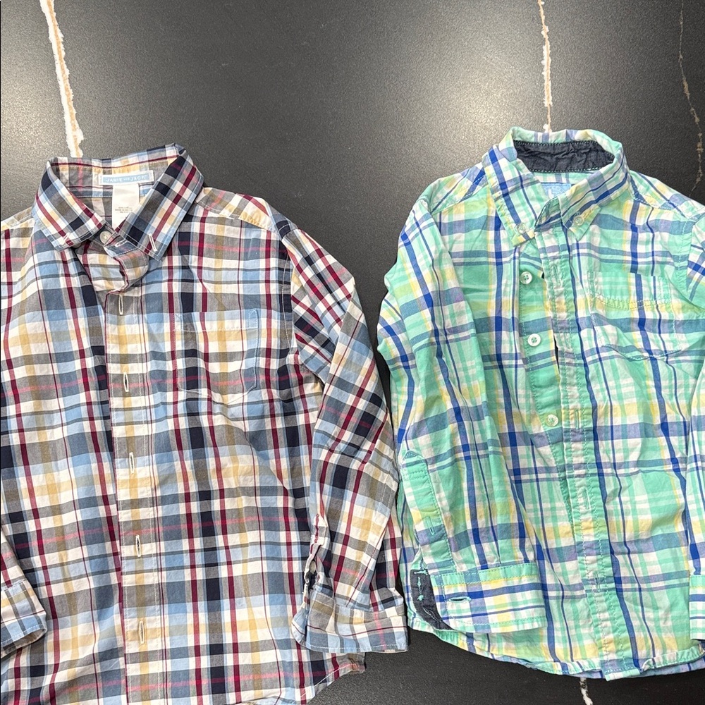 Janie and Jack Plaid Button Down Shirts - Blue and Red